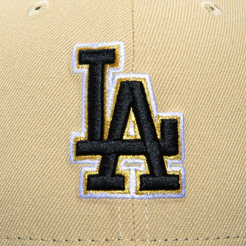 New Era 59Fifty Los Angeles Dodgers Japan Flag Patch Hat - Tan, Black, Metallic Gold