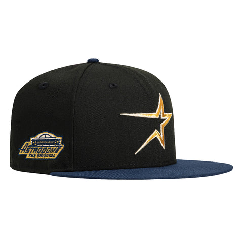 New Era 59Fifty Houston Astros Astrodome Patch Hat - Black, Navy, Metallic Gold