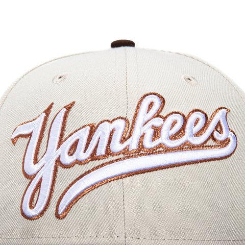 New Era 59Fifty New York Yankees 1999 World Series Patch Script Hat - Stone, Brown, Metallic Copper