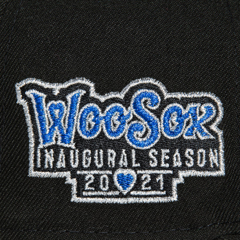 New Era 59Fifty Worcester Woo Sox Inaugural Season Patch Hat - Black, Royal, Metallic Silver