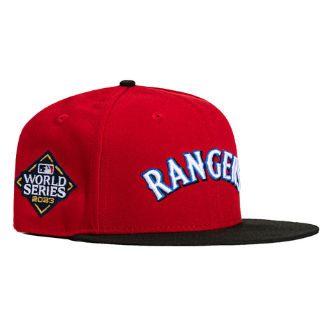 New Era 59Fifty Texas Rangers 2023 World Series Patch Word Hat - Red, Black