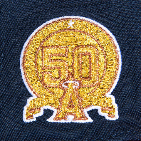 New Era 59Fifty Opening Ceremony Los Angeles Angels 50th Anniversary Patch Hat - Navy, Red, Metallic Gold