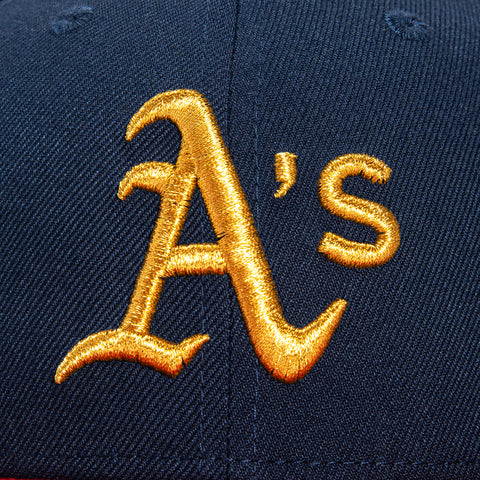 New Era 59Fifty Opening Ceremony Oakland Athletics 1998 World Series Patch Hat - Navy, Red, Metallic Gold