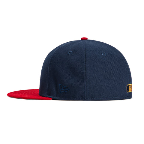 New Era 59Fifty Opening Ceremony Oakland Athletics 1998 World Series Patch Hat - Navy, Red, Metallic Gold