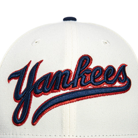 New Era 59Fifty Opening Ceremony New York Yankees 100th Anniversary Stadium Patch Script Hat - White, Navy, Red