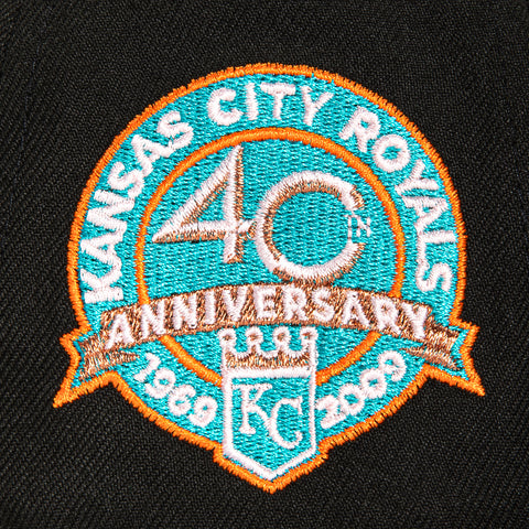 New Era 59Fifty Calle Ocho Kansas City Royals 40th Anniversary Patch Script Hat - Black, Graphite, Teal, Orange