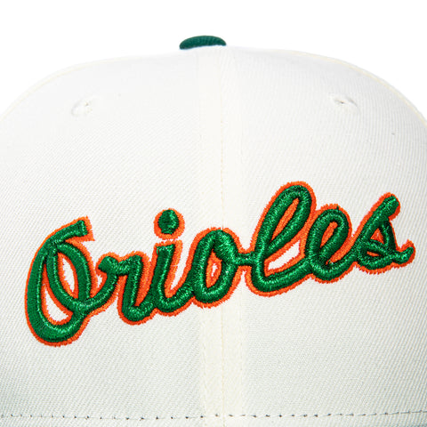 New Era 59Fifty Calle Ocho Baltimore Orioles 30th Anniversary Champions Patch Script Hat - White, Green, Orange