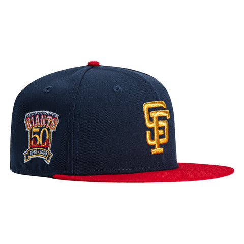 New Era 59Fifty Opening Ceremony San Francisco Giants 50th Anniversary Patch Hat - Navy, Red, Metallic Gold