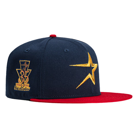 New Era 59Fifty Opening Ceremony Houston Astros 35th Anniversary Patch Hat - Navy, Red, Metallic Gold