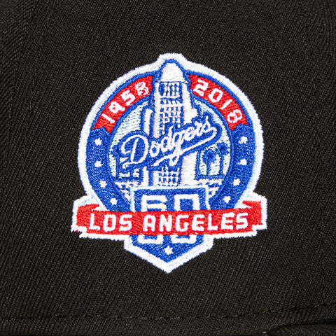 New Era 59Fifty Los Angeles Dodgers 60th Anniversary Patch Upside Down Hat - Black, White