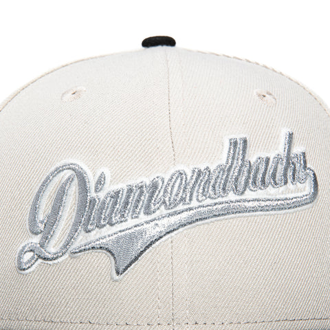 New Era 59Fifty Arizona Diamondbacks Inaugural Patch Script Hat - Stone, Black, Metallic Silver