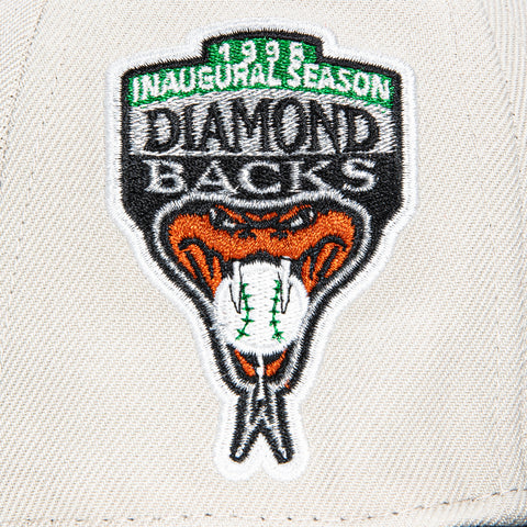 New Era 59Fifty Arizona Diamondbacks Inaugural Patch Script Hat - Stone, Black, Metallic Silver