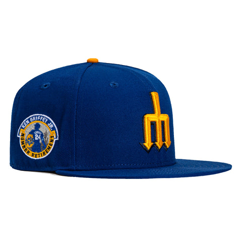 New Era 59Fifty Seattle Mariners 24 Ken Griffey Patch City Connect Hat - Royal, Gold