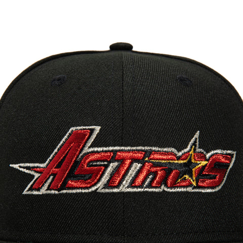 New Era 59Fifty Houston Astros Astrodome Stadium Patch Word Hat - Black, Red, Metallic Silver