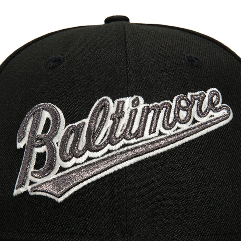 New Era 59Fifty Glow in the Dark Baltimore Orioles 25th Anniversary Patch Word Hat - Black, White