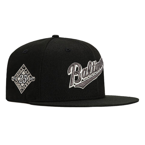 New Era 59Fifty Glow in the Dark Baltimore Orioles 25th Anniversary Patch Word Hat - Black, White