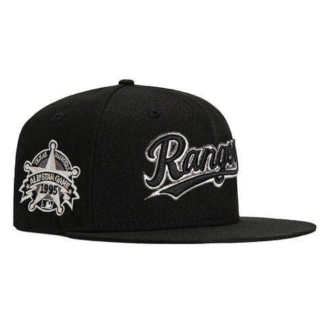 New Era 59Fifty Glow in the Dark Texas Rangers 1995 All Star Game Patch Script Hat - Black, White