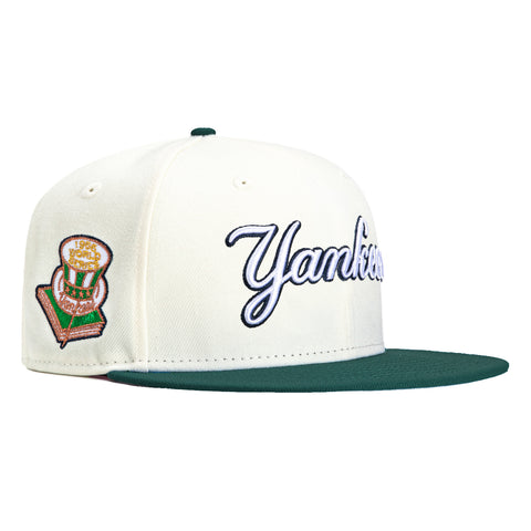 New Era 59Fifty New York Yankees 1956 World Series Patch Script Hat - White, Green