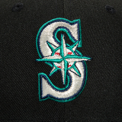 New Era 59Fifty Seattle Mariners 24 Ken Griffey Milestone Patch Hat - Black, Navy