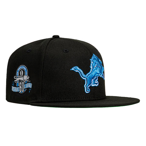 New Era 59Fifty Detroit Lions 60th Anniversary Patch Hat - Black, Light Blue