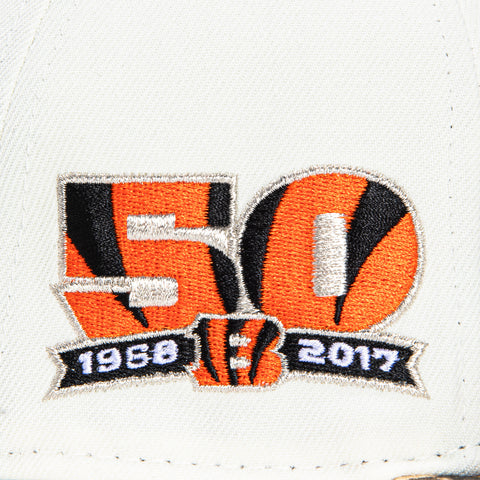 New Era 59Fifty Cincinnati Bengals 50th Anniversary Patch 1968 Hat - White, Realtree