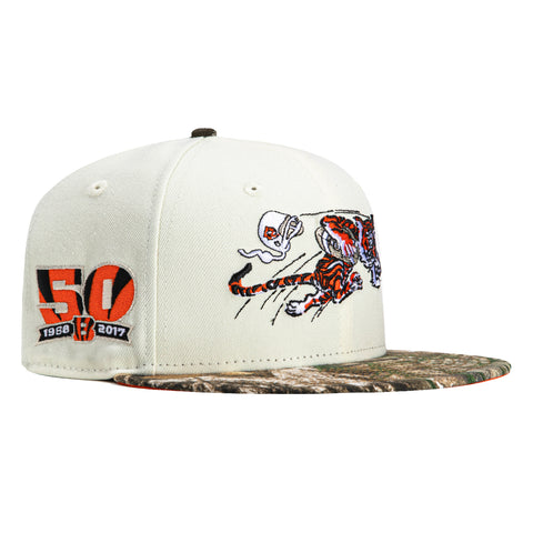 New Era 59Fifty Cincinnati Bengals 50th Anniversary Patch 1968 Hat - White, Realtree