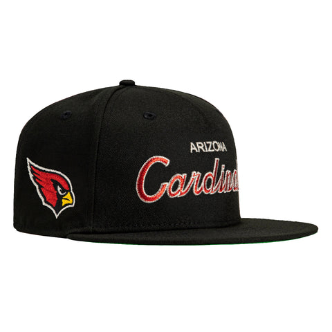 New Era 59Fifty Arizona Cardinals Logo Patch Script Hat - Black, Red, Metallic Silver