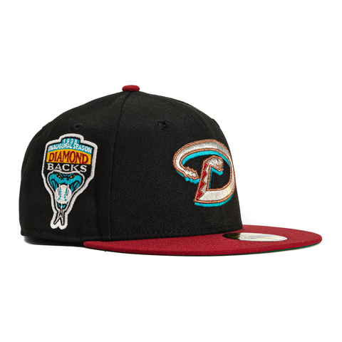 New Era 59Fifty Wild Valley Arizona Diamondbacks Inaugural Patch D Hat - Black, Sedona Red, Metallic Silver