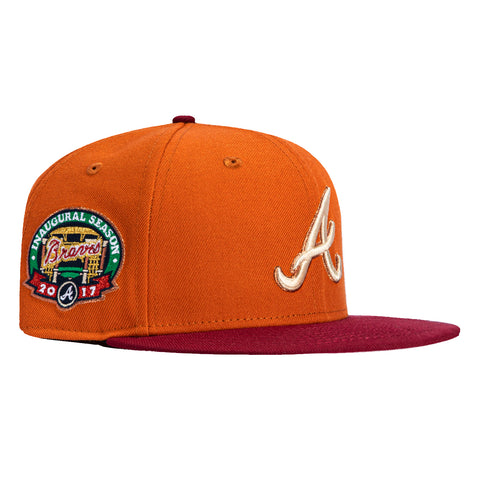 New Era 59Fifty Atlanta Braves Inaugural Season Patch Hat - Burnt Orange, Cardinal