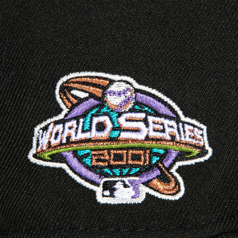 New Era 59Fifty Arizona Diamondbacks 2001 World Series Patch Upside Down Hat - Black, Teal, Purple