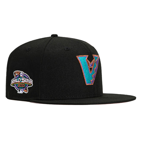 New Era 59Fifty Arizona Diamondbacks 2001 World Series Patch Upside Down Hat - Black, Teal, Purple