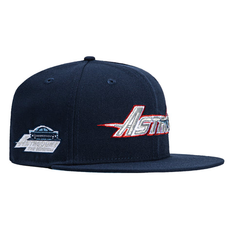 New Era 59Fifty Houston Astros Astrodome Stadium Patch Word Hat - Navy, Metallic Silver, Red