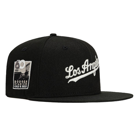 New Era 59Fifty Glow in the Dark Los Angeles Dodgers 60th Anniversary Stadium Patch Script Hat - Black, White