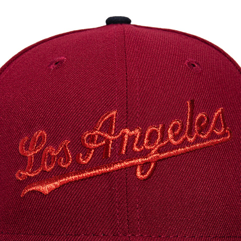 New Era 59Fifty Los Angeles Dodgers 50th Anniversary Stadium Patch Script Hat - Cardinal, Navy