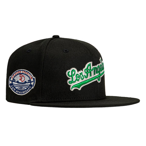 New Era 59Fifty Los Angeles Dodgers 50th Anniversary Stadium Patch Word Hat - Black, Kelly, Metallic Silver