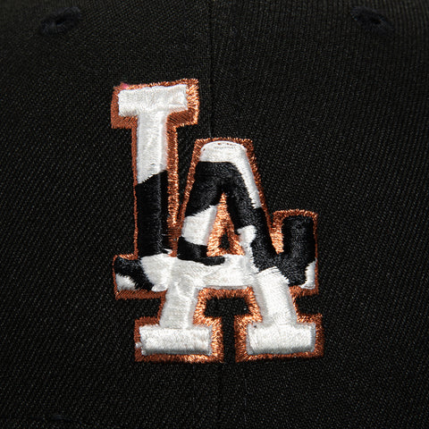 New Era 59Fifty Cattle Pack Los Angeles Dodgers 50th Anniversary Patch Hat - Black, White, Metallic Copper