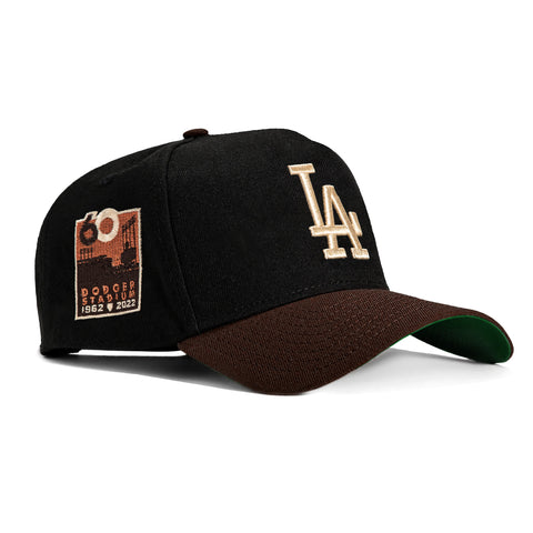 New Era 9Forty A-Frame Los Angeles Dodgers 60th Anniversary Stadium Patch Snapback Hat - Black, Brown