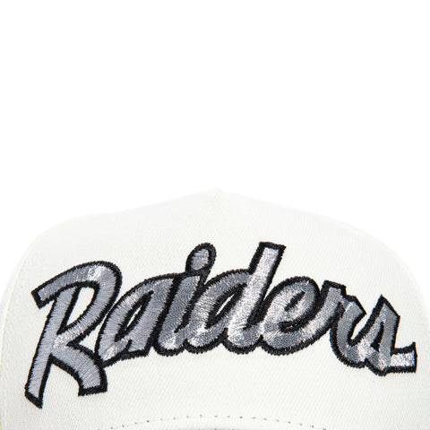 New Era 9Forty A-Frame Las Vegas Raiders Snapback Script Hat - White, Black