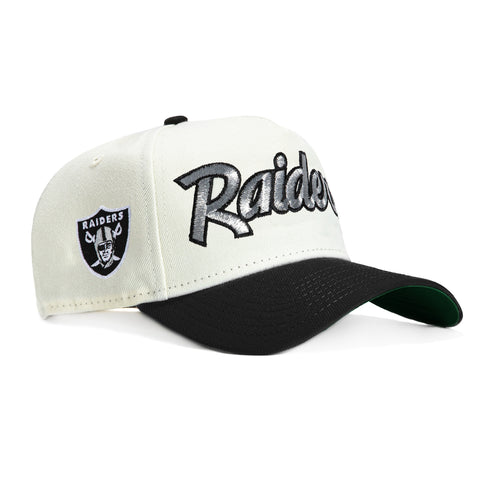 New Era 9Forty A-Frame Las Vegas Raiders Snapback Script Hat - White, Black