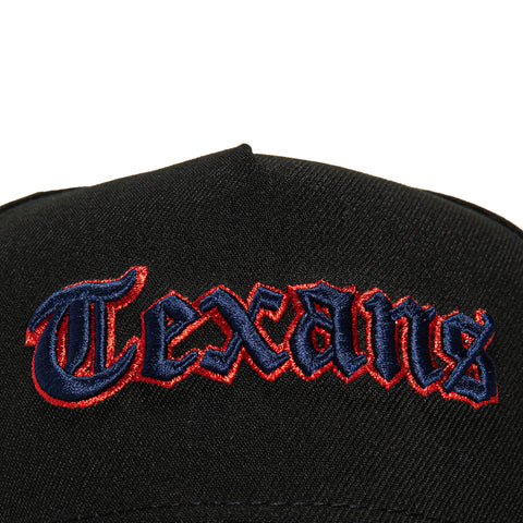 New Era 9Forty A-Frame Houston Texans Snapback Old English Script Hat - Black, Navy