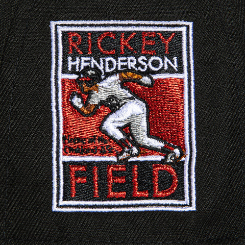 New Era 59Fifty Oakland Athletics Rickey Henderson Field Patch Red UV Script Hat - Black