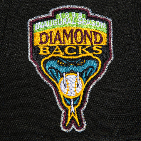 New Era 59Fifty Arizona Diamondbacks Inaugural Patch Upside Down Hat - Black, Teal, Maroon, Metallic Silver