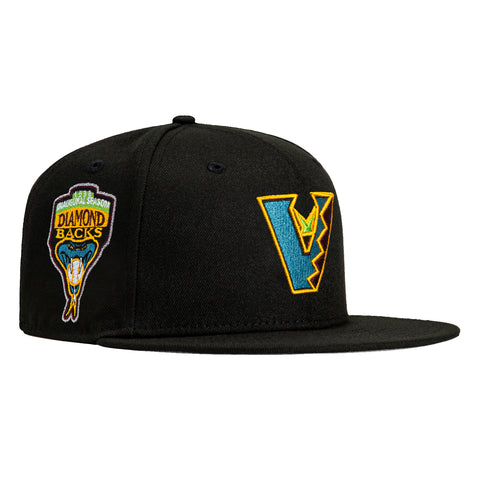 New Era 59Fifty Arizona Diamondbacks Inaugural Patch Upside Down Hat - Black, Teal, Maroon, Metallic Silver