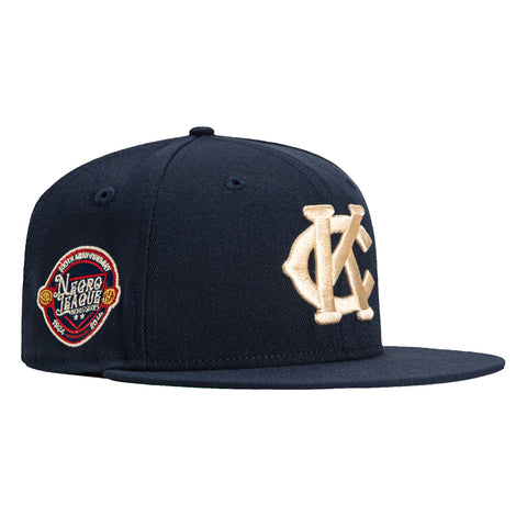 New Era 59Fifty Kansas City Monarchs 100th Anniversary Negro League Patch Hat - Navy, Ivory