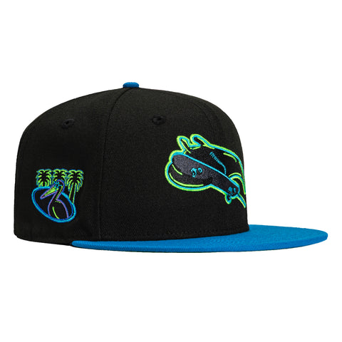 New Era 59Fifty Tampa Bay Rays City Connect Patch Skate Hat - Black, Neon Blue