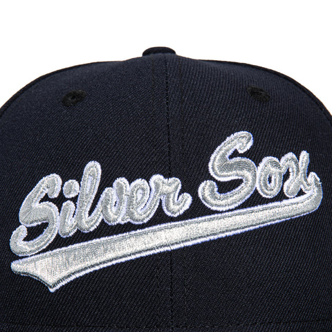 New Era 59Fifty Reno Silver Sox Logo Patch Script Hat - Navy, Metallic Silver