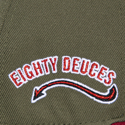 New Era 59Fifty Fayetteville Woodpeckers Eighty Deuces Patch Hat - Olive, Cardinal