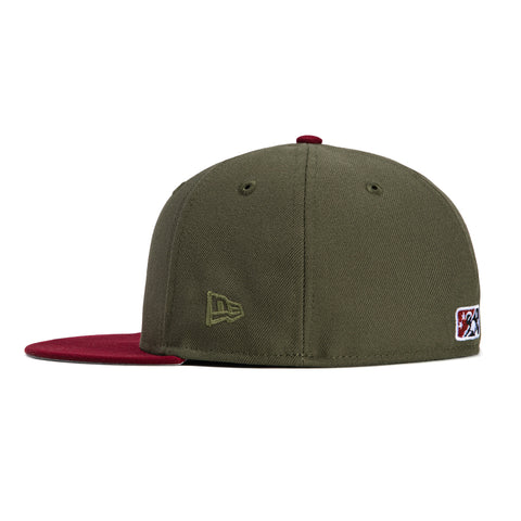 New Era 59Fifty Fayetteville Woodpeckers Eighty Deuces Patch Hat - Olive, Cardinal