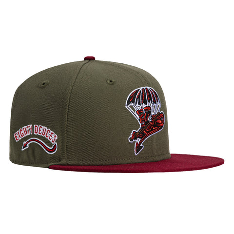 New Era 59Fifty Fayetteville Woodpeckers Eighty Deuces Patch Hat - Olive, Cardinal