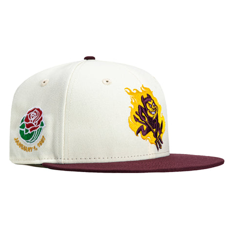 New Era 59Fifty Arizona State Sun Devils 1987 Rose Bowl Patch Sparky Hat - White, Maroon